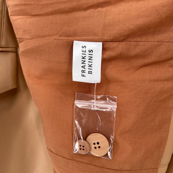FRANKIES BIKINIS Vegan Leather Blazer Womens Small Tan Earth Oversized NWT - Picture 13 of 16